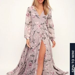 Lulu's long sleeve wrap maxi dress size:S